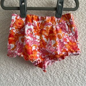 Janie And Jack Toddler Orange Pink Floral Side Zipper Shorts‎ Size 12-18 Months